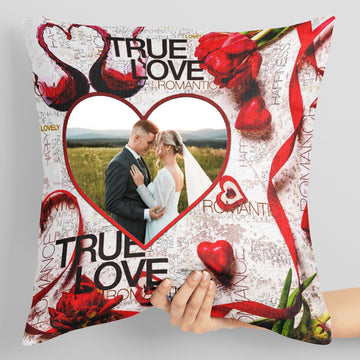 True Love PC-02 Personalized Photo Print Pillow – 16x16 inch Custom Cushion