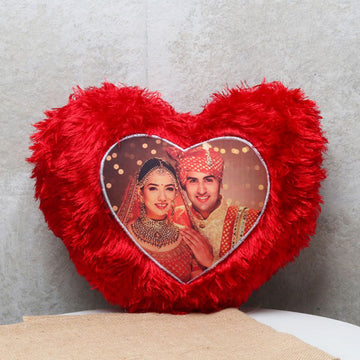 Personalized Red Heart Pillow with Custom Photo Print