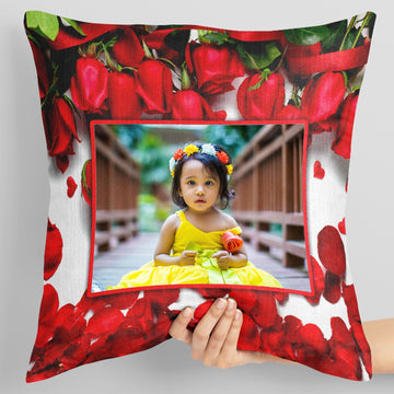 PC-35 Personalized Photo Print Pillow – 16x16 inch Custom Cushion
