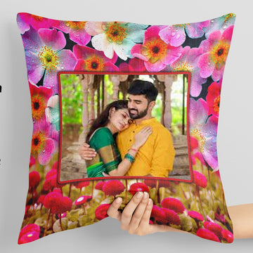 PC-36 Personalized Photo Print Pillow – 16x16 inch Custom Cushion
