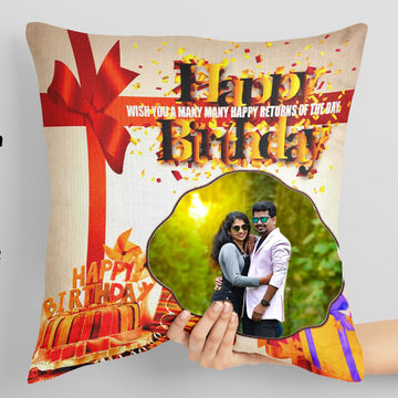 Birthday Pillow PC-12 Personalized Photo Print Pillow – 16x16 inch Custom Cushion