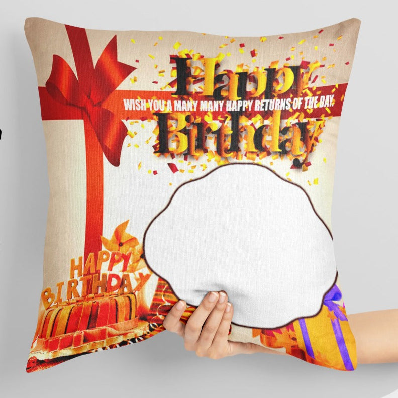 Birthday Pillow PC-12 Personalized Photo Print Pillow – 16x16 inch Custom Cushion