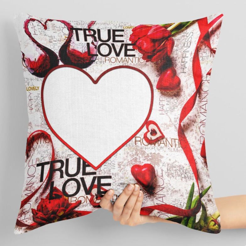 True Love PC-02 Personalized Photo Print Pillow – 16x16 inch Custom Cushion